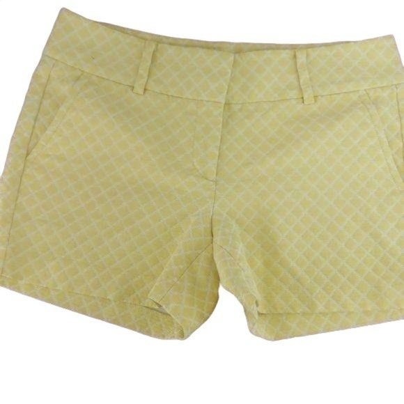 Ann Taylor Women's Yellow Jacquard City Shorts Size 6 - Picture 1 of 7